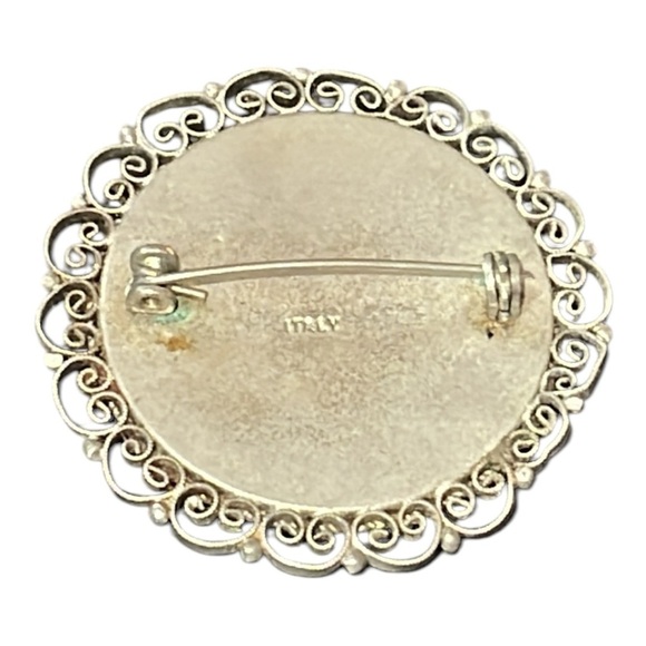 Top LIKED ITEM Vintage Italian Micro Mosaic Glass and Silver brooch. - Picture 4 of 5